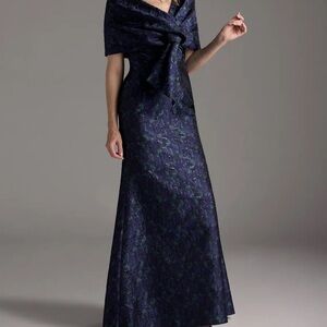 Azazie Navy/Green Formal Dress